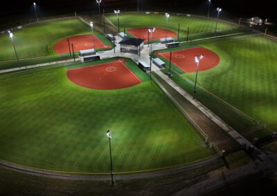 Greenwood Sports Park illuminated at night